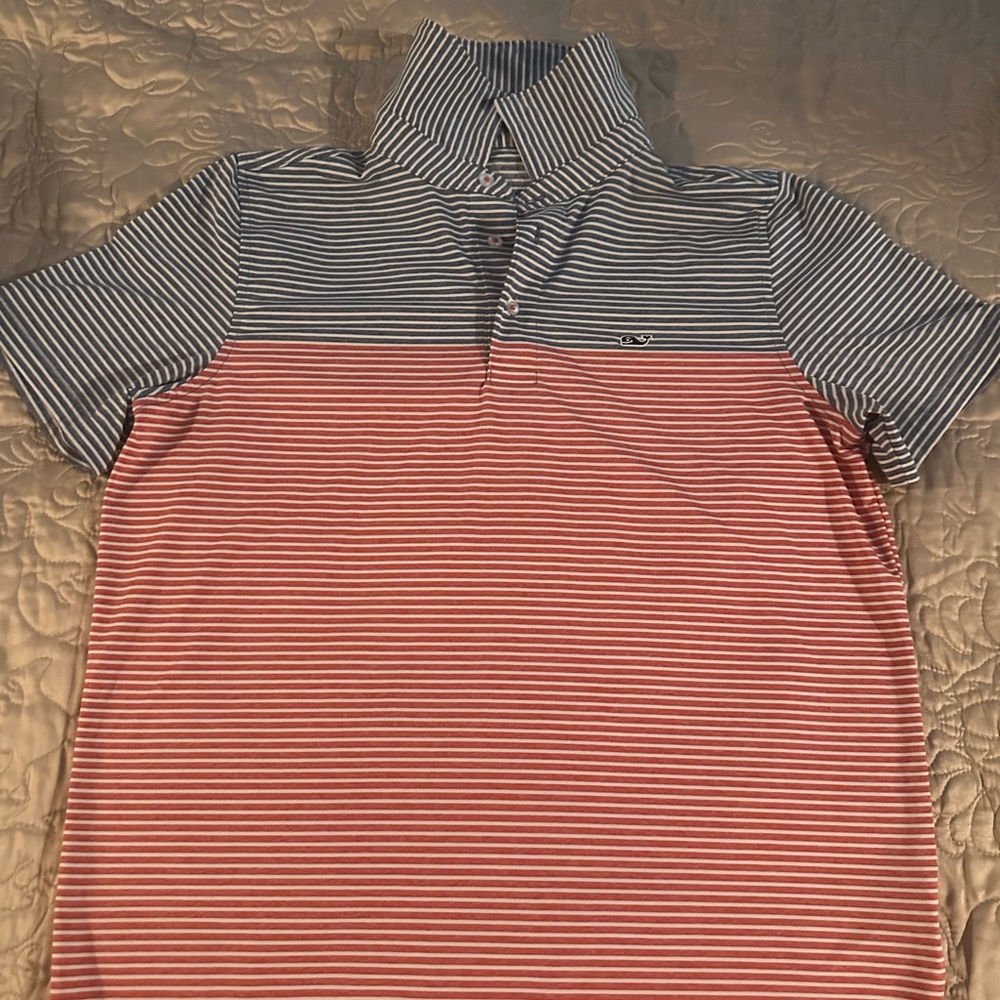 Vineyard Vines Blue and Pink Striped Kids Polo